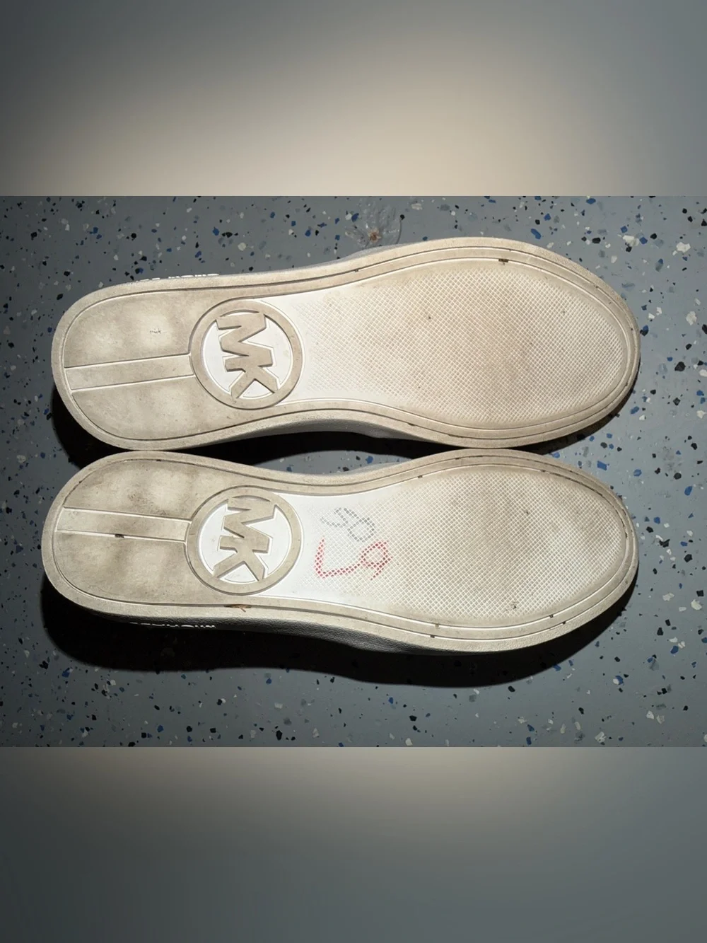 Michael Kors Slip-On Sneakers MK Logo Canvas Tan Sz 5.5 Women’s